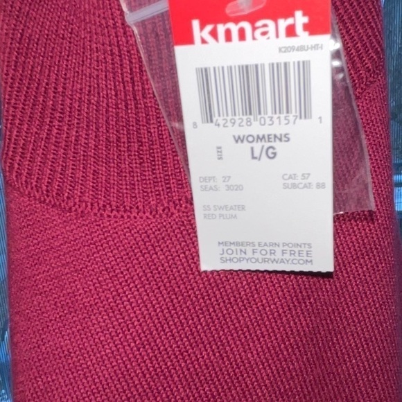 NWT-Jaclyn Smith burgundy short sleeve sweater - Picture 5 of 5